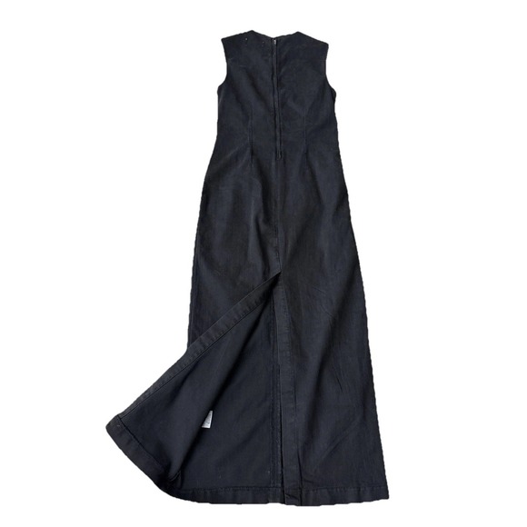 Reformation Kendi Denim Midi Dress Washed Black Stretch Back Slit Women's 4 - Picture 10 of 16